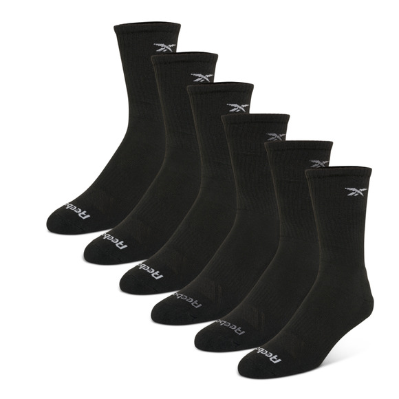Reebok Men 6-Pk 1/2 Terry Performance Crew Socks Black Shoe Size 10-13 - Picture 1 of 1